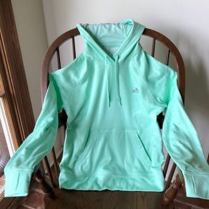Mint green Adidas hoodie.